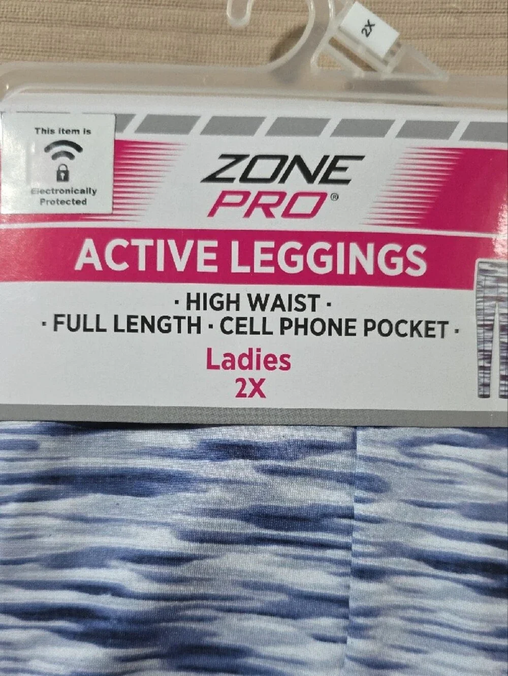 Zone Pro Ladies Active Leggings - Blue & White Pattern, 2X